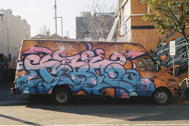 Graffitied van